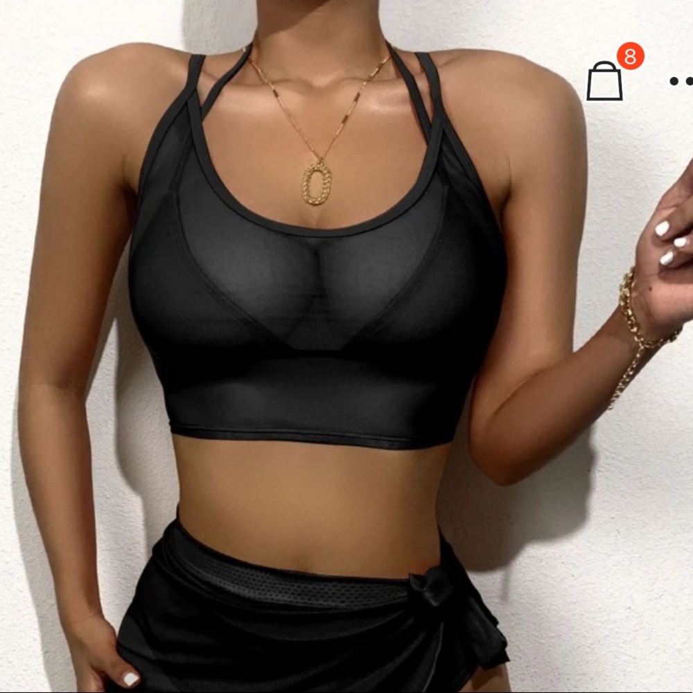 Black sheer coverup top small